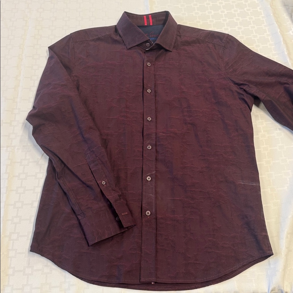 Robert Graham Maroon Design Button Down Shirt